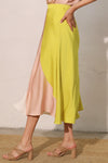 Chartreuse Silk Midi Skirt