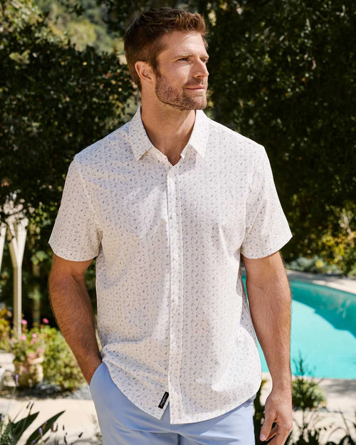 White Button Up Texture Performance Shirt