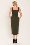 Olive Twill Midi Dress