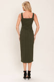 Olive Twill Midi Dress
