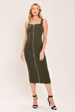 Olive Twill Midi Dress
