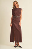 Vintage Wine Sueded Cowl Dress