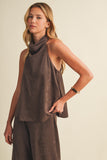 Sueded Knit Halter Top and Pants Set