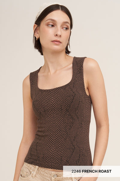 French Roast Snake Skin Square Neck Top