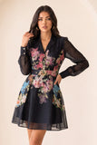 Black Floral Long Sleeved Dress