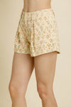 Yellow Floral Eyelet Shorts