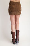 Brown Crochet Suede Mini Skirt