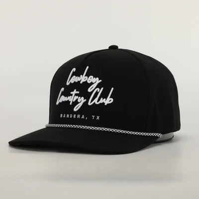 Black Cursive Roped Hat