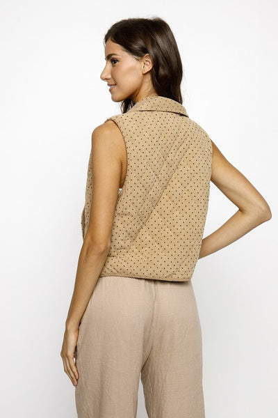 Polka Dot Quilted Diamond Corduroy Vest