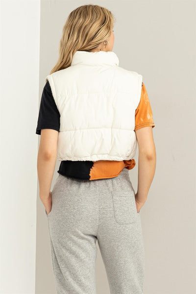 Cream Colored Reversible Puffer Vest