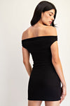 Black Off The Shoulder Ruched Mini Dress