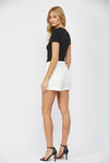 White Fold Over High Rise Short