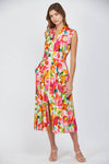 Floral Front Zip Midi Dress