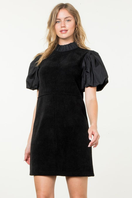 Black Knit Chain Collar Dress