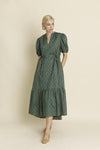 Green Midi Dress with Waist Ties