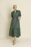 Green Midi Dress with Waist Ties