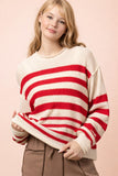 Red Striped Oversized Knit Sweater