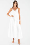 White Colored Spaghetti Strap Maxi Dress