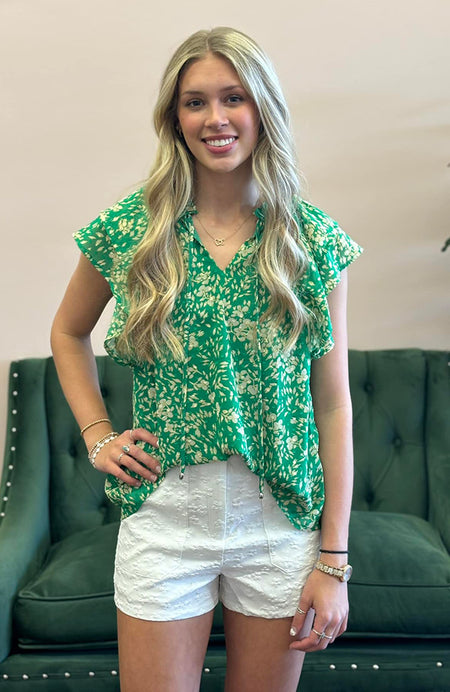 Hunter Green Colored Houndstooth Deisgn Cami Top