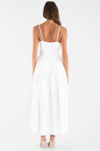 White Colored Spaghetti Strap Maxi Dress