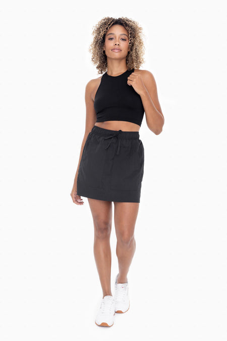 Black Colored Venice Crossover Waist Active Skirt