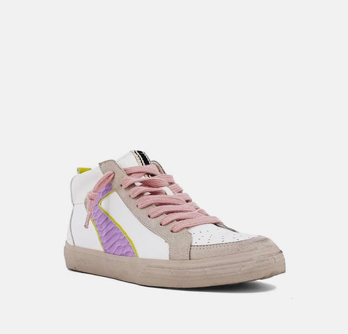 Sandy Lilac Snake Textured Sneakers