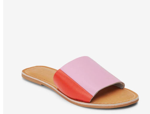 Poppy Pink and Red Slide Sandals