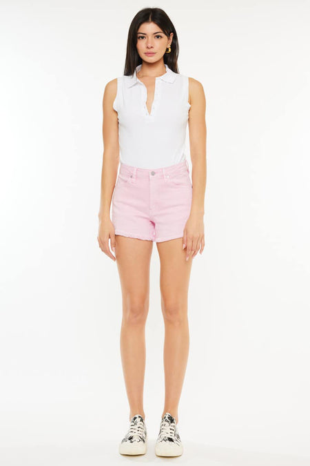 Pink Mixed Abstract Print Shorts