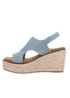 Denim and Woven Detail Wedge