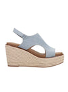 Denim and Woven Detail Wedge