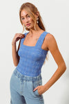 Blue Floral Seamless Tank Top