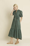 Green Midi Dress with Waist Ties