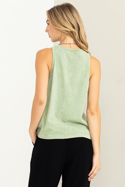 Matte Olive Casual Weekend Sleeveless Top
