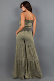 Olive Colored Sleeveless Wide Leg Jumpsuit