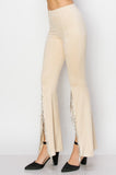 White Suede Rhinestone Fringe Bell Bottoms