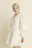 Ivory Ruffled Shirt Dress