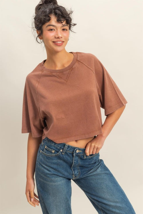 Short Sleeve Mineral Washed Cropped Tee