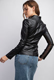 Black Faux Leather Dual Zip Jacket