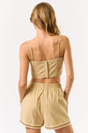 Tan Boho Embroidered Shorts