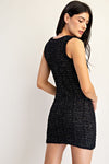Black and Gold Knit Square Neck Dress