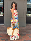 Printed Italy Maxi Halter Dress