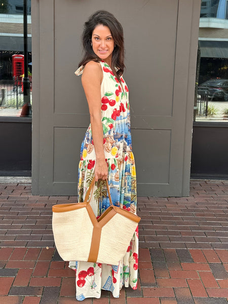 Printed Italy Maxi Halter Dress