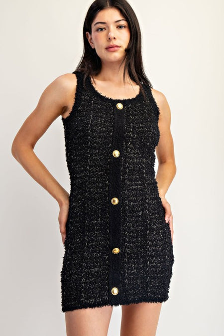 Black and Gold Knit Square Neck Dress Small Black and Gold Knit Square Neck Dress Small