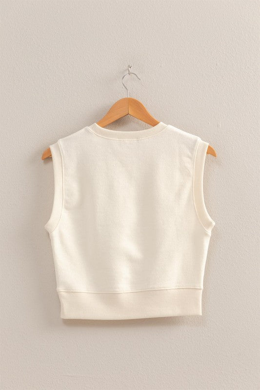 Cream Sleeveless Crop Top