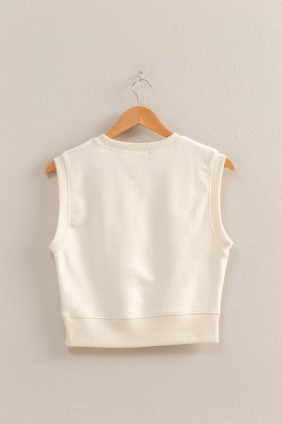 Cream Sleeveless Crop Top