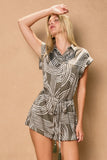 Olive Abstract Button Down Romper