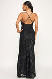 Black Textured Fabric Maxi Dress