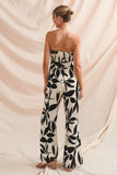 Black & White Printed Smocked Jumpsuit