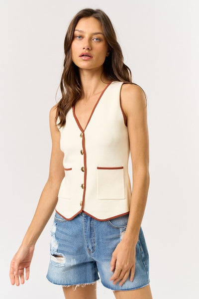 Off-White Brown Contrast Sweater Vest