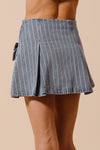 Denim Striped Mini Skirt With Bow Detail